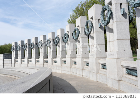 World War II Memorial in National mall, Washington D.C, USA in spring 113369835