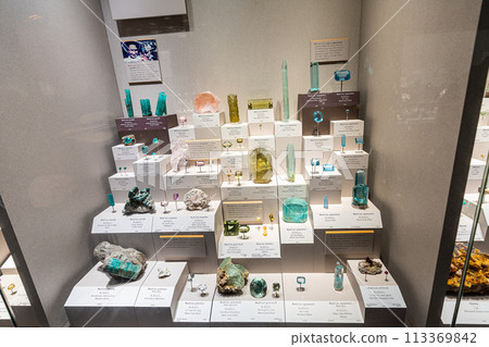 Washington DC, April 8 2023 - Gems and minerals minerals display in Smithsonian National Museum of Natural History Washington DC, April 8 2023 - Gems and minerals minerals display in Smithsonian National Museum of Natural History 113369842