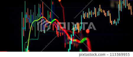 Business success and growth concept.Stock market business graph chart on digital screen. 113369955