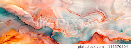 featuring a marble texture with intricate paint patterns and fluid ink textures, perfect for creating modern backgrounds. Generative AI 113370304