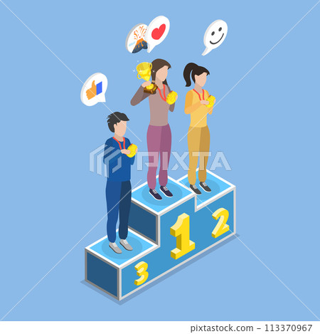 3D Isometric Flat Vector Illustration of School Competition On Contest, Competition Winner 3D Isometric Flat Vector Illustration of School Competition On Contest, Competition Winner 113370967