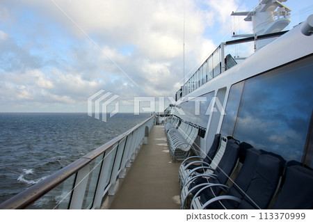 The upper deck of a large ocean-going tourist ship. The upper deck of a large ocean-going tourist ship. 113370999