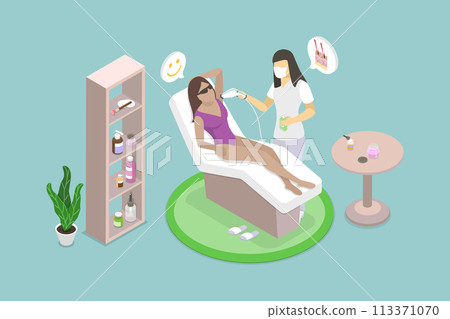 3D Isometric Flat Vector Illustration of Laser Hair Removal Process, Epilation Beauty Procedure 3D Isometric Flat Vector Illustration of Laser Hair Removal Process, Epilation Beauty Procedure 113371070