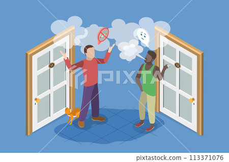 3D Isometric Flat Vector Illustration of Neighbor Smoker, Harmful Addiction 3D Isometric Flat Vector Illustration of Neighbor Smoker, Harmful Addiction 113371076