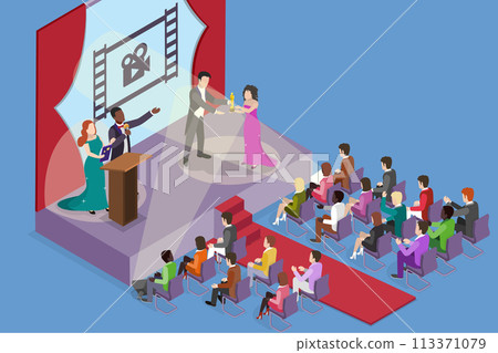 3D Isometric Flat Vector Illustration of Film or Music Ceremony Award, Celebrities Event 3D Isometric Flat Vector Illustration of Film or Music Ceremony Award, Celebrities Event 113371079