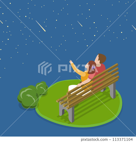 3D Isometric Flat Vector Illustration of Romantic Evening, Lovely Relationship 113371104