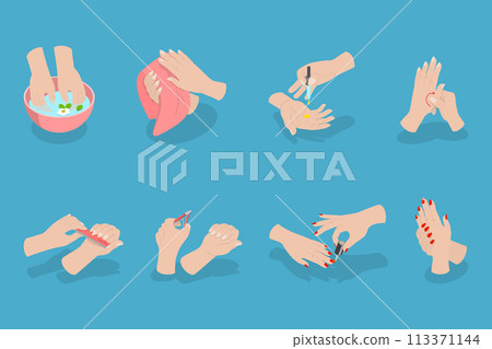 3D Isometric Flat Vector Illustration of Spa Manicure, Beauty Parlor Services, Cosmetology 3D Isometric Flat Vector Illustration of Spa Manicure, Beauty Parlor Services, Cosmetology 113371144