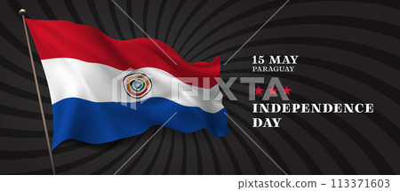 Paraguay independence day vector banner, greeting card. 113371603
