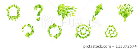 Green Leaf Symbol and Creative Ecology Sign Vector Set Green Leaf Symbol and Creative Ecology Sign Vector Set 113372574