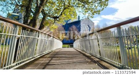 Footbridge going towards the Galway Cathedral 113372594