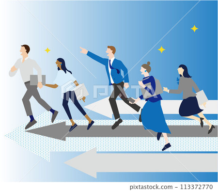 Startup image illustration - Business person - Arrow - White background illustration material 113372770