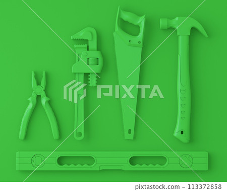 Top view of monochrome construction tools for repair on multicolor background Top view of monochrome construction tools for repair on multicolor background 113372858