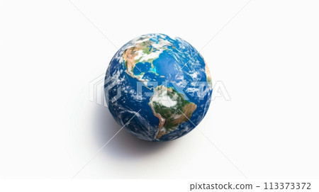 Earth globe on white background, 3D illustration, isolated on white background 113373372