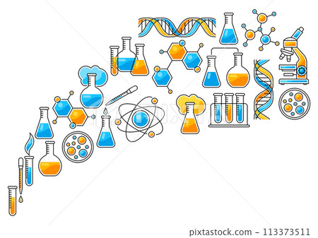 Background with science items. Medical concept image. Background with science items. Medical concept image. 113373511
