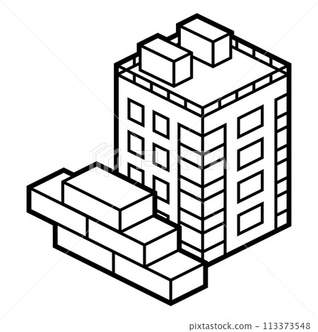 Image of house and bricks. Real estate illustration in isometry style. Image of house and bricks. Real estate illustration in isometry style. 113373548