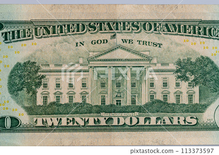 United States White House on 20 US dollars bill. 113373597