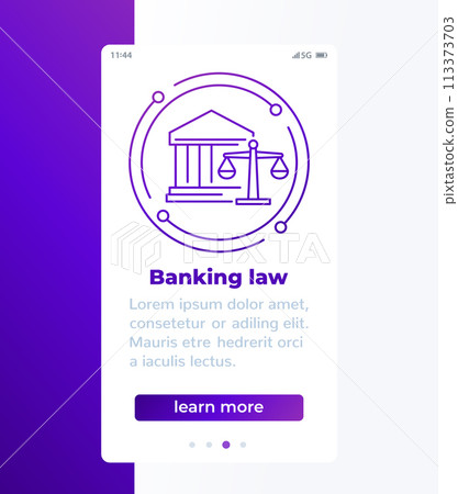 banking law and legislation banner with line icon banking law and legislation banner with line icon 113373703