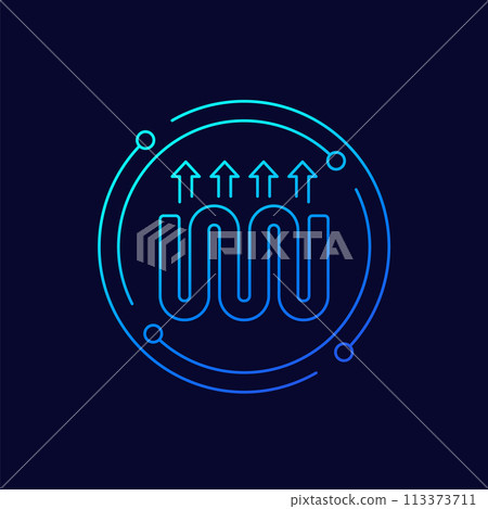 underfloor heating icon with a pipe, linear design 113373711