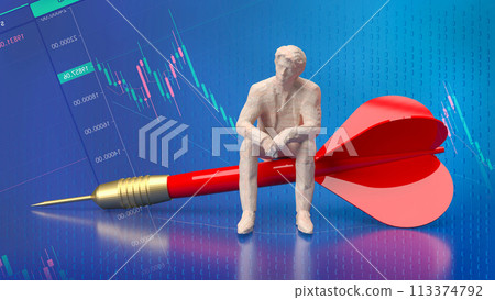 The red dart and man figure Business concept 3d rendering. 113374792