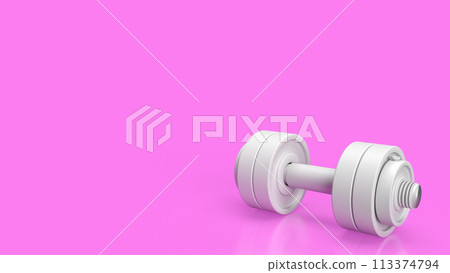 The white dumbbell for health or fitness concept 3d rendering. The white dumbbell for health or fitness concept 3d rendering. 113374794