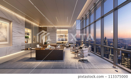 Modern Office Interior at Dusk Modern Office Interior at Dusk 113375000