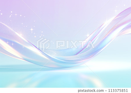 閃閃發光和夢幻般的柔和彩色波浪背景 113375851