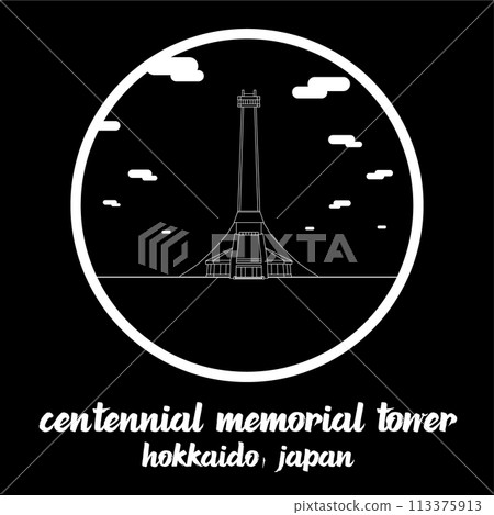 Circle Icon Centennial Memorial Tower. Vector Illustration Circle Icon Centennial Memorial Tower. Vector Illustration 113375913