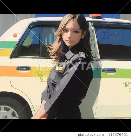 駕駛計程車的女司機 駕駛計程車的女司機 113376491