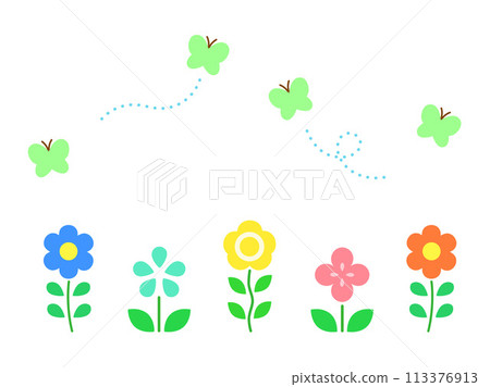 復古花和蝴蝶圖 復古花和蝴蝶圖 113376913