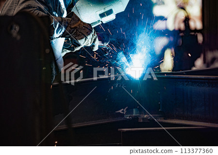 Steel factory worker 113377360
