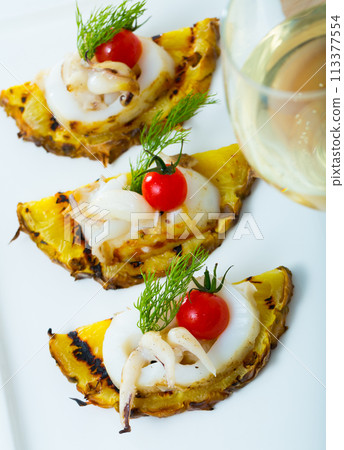 Cuttlefish grilled with pineapple Cuttlefish grilled with pineapple 113377554