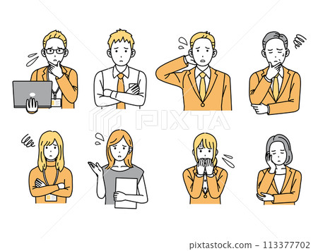 自由工作者和陷入困境或擔心的商人的插圖 113377702