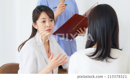 Female doctor examining patients 113378321