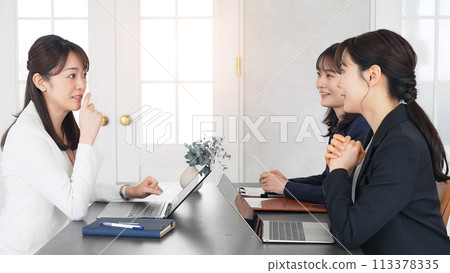 一群在辦公室交談的女企業家 一群在辦公室交談的女企業家 113378335