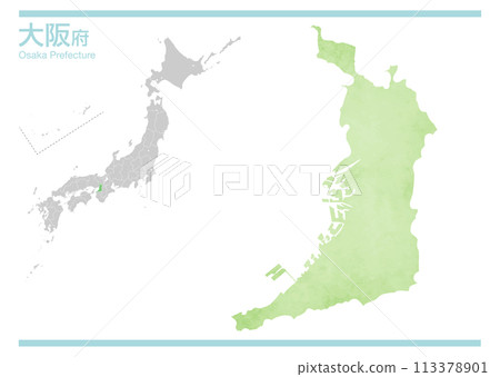 Map of Japan Osaka Prefecture vector illustration 113378901