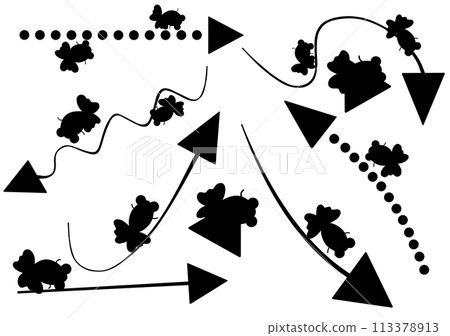 Butterfly-tailed Demekin arrow illustration icon set 113378913