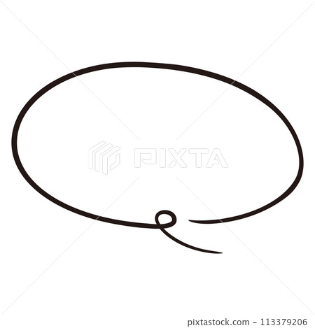 Simple and stylish hand-drawn speech bubbles (black and white, single, horizontal writing) 113379206