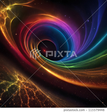 An abstract background featuring a swirling rainbow. 113379448