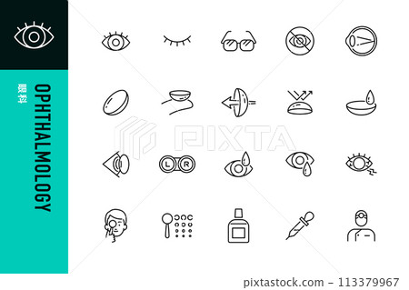 Set of 20 simple ophthalmology line icons Set of 20 simple ophthalmology line icons 113379967