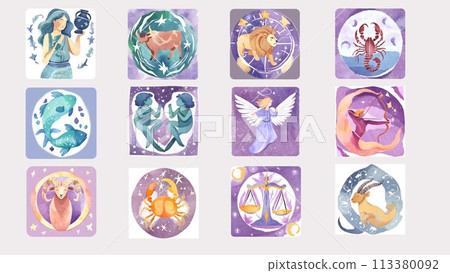 12 constellations icon fortune telling 113380092