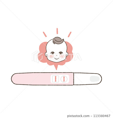 Pregnancy test, positive illustration. 113380467