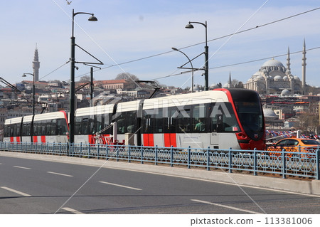 Tram on Galata Bridge, Historic Areas of Istanbul, World Heritage Site, Türkiye 113381006