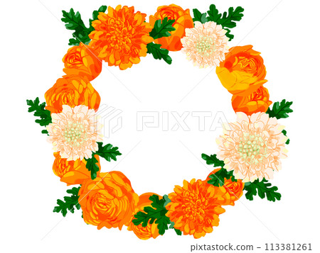 橘色玫瑰花環 113381261