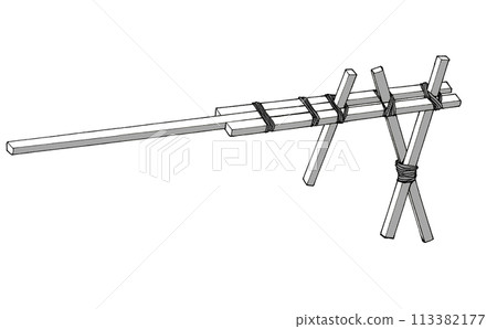 手工玩具筷子槍三維單色調插圖 113382177