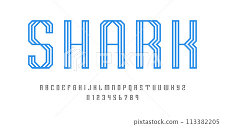 Set of alphabets font letters and numbers 113382205