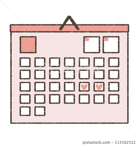 Timing method, illustration of a marked calendar. Timing method, illustration of a marked calendar. 113382522