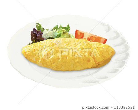 Omelette (plain) with plate Omelette (plain) with plate 113382551