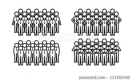 Human-shaped pictogram Set of businessmen wearing ties Line width variable 113382560