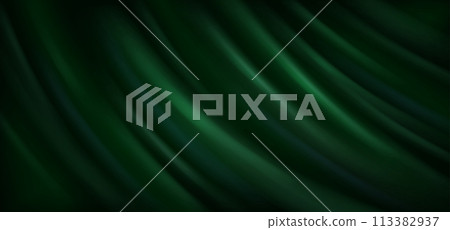 Deep green rippled fabric realistic vector background 113382937