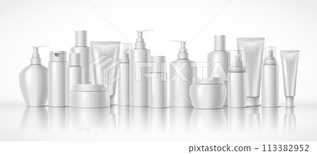 Various cosmetics products packages illustration set Various cosmetics products packages illustration set 113382952